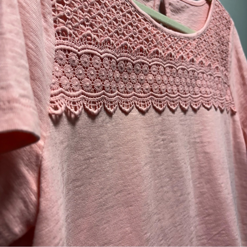 Talbots Pink Short Sleeve Lace Blouse